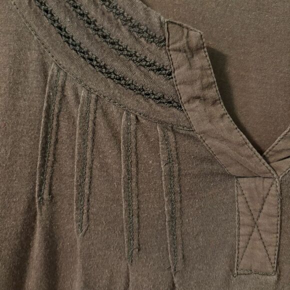 DKNY Jeans XL dark brown scoop notch neck soft 3/4 sleeve long top - Picture 3 of 10